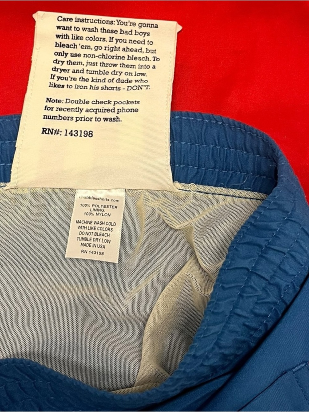 Chubbies Swim Trunks Men’s 2XL Mesh Liner 6.5” Summer Blue Red Colorblock - Picture 5 of 10